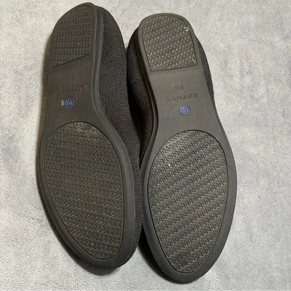Rothy's Black Flats with Blue Accent Size 8.5 Machine Washable